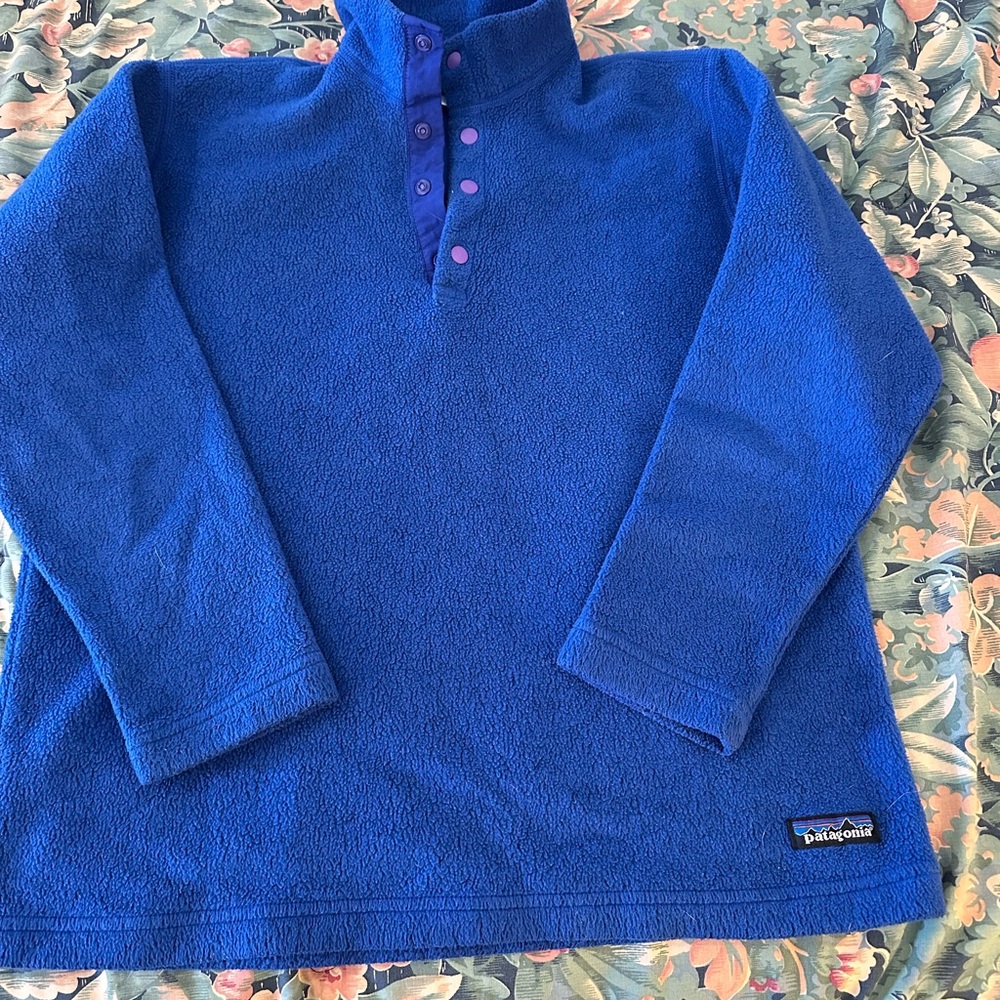 Vintage Patagonia kids Blue quarter snap Sweater large size 12